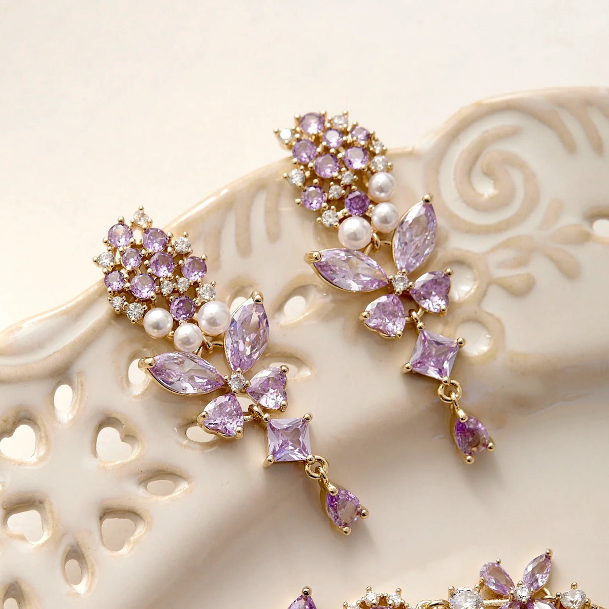 Midsummer Night’s Dream Purple Butterfly Zircon Jewelry Set – Earrings, Necklace & Bracelet, Unique Sparkling Design
