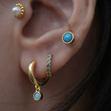 Turquoise Circle Cartilage Stud 925 Sterling Silver