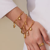 Shell & Conch Open Bangle – 18K Gold-Plated Stainless Steel, Ocean-Inspired Jewelry