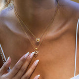 Hollow Heart Zircon Pendant Necklace – Minimalist Stainless Steel Jewelry for Women