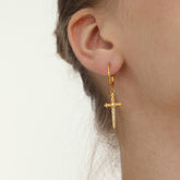 18K Gold Stainless Steel Sword Cross Earrings – Minimalist, Tarnish-Resistant Design