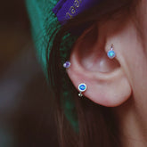 Blue Opal Mini Hoop Sterling Silver