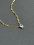 Trendy Snake Chain Necklace with Teardrop Cubic Zirconia