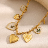 Vintage Chic Heart Pendant Necklace – 18K Gold Plated Stainless Steel O-Link Chain, Minimalist Elegant Jewelry for Women