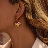 Heart Geometric Enamel Drop Earrings – 18K Gold-Plated Stainless Steel, Cute & Chic
