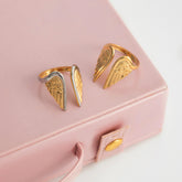 Adjustable Angel Wing Ring – 18K Gold-Plated Stainless Steel, Unique Design