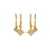 Starburst CZ Drop Hoop Earrings – 18K Gold-Plated Stainless Steel, Ultra-Sparkly