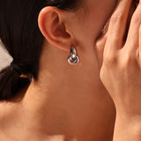 Minimalist Twisted Line Hoop Stud Earrings – 18K Gold PVD Stainless Steel, Modern Small Statement