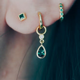 Emerald Teardrop Vintage Ear Cuff Sterling Silver
