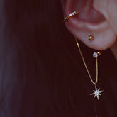 Eight Point Star Chain Earring