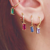 Rainbow CZ Sterling Silver Ear Cuff