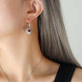 Elegant Red Agate Heart Jewelry Set – 18K Gold Plated Stainless Steel Necklace & Earrings, Timeless Luxury Design for Women