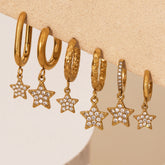 Star Pendant Hoop Earrings