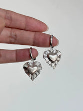 S925 Sterling Silver Textured 3D Heart Earrings