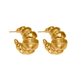 Hollow C-Shape Horn Earrings – 18K Gold-Plated Stainless Steel, Bold & Stylish