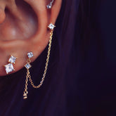 Geometric Diamond Chain Stud Sterling Silver