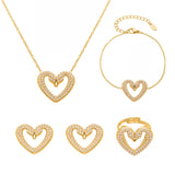 Swan & Heart Ring Earrings Necklace