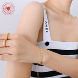 18K Gold Plated Blue Enamel Flower Necklace & Bracelet – Minimalist Luxury Jewelry