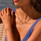 Double-Layer Starburst Necklace & Bracelet – Stainless Steel with Cubic Zirconia