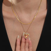 18K Gold Plated Stainless Steel Heart Zircon Pendant Necklace – Trendy & Versatile