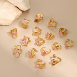 Geometric Stainless Steel Ring with Pink Cubic Zirconia – 18K Gold Plated, Non-Tarnish