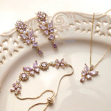 Midsummer Night’s Dream Purple Butterfly Zircon Jewelry Set – Earrings, Necklace & Bracelet, Unique Sparkling Design