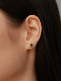 S925 Sterling Silver Teardrop Olive Green Cubic Zirconia Stud Earrings
