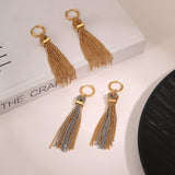 Beaded Tassel Hoop Earrings – Stainless Steel, Colorful & Bold Design