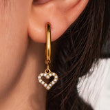 Delicate Hollow Heart Pendant Earrings