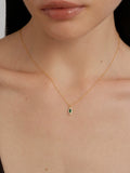S925 Sterling Silver Mini Marquise Emerald Pendant Necklace