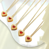 Elegant Red Agate Heart Jewelry Set – 18K Gold Plated Stainless Steel Necklace & Earrings, Timeless Luxury Design for Women