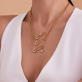 CZ Safety Pin Pendant Necklace – 18K Gold-Plated Stainless Steel, Bold & Stylish