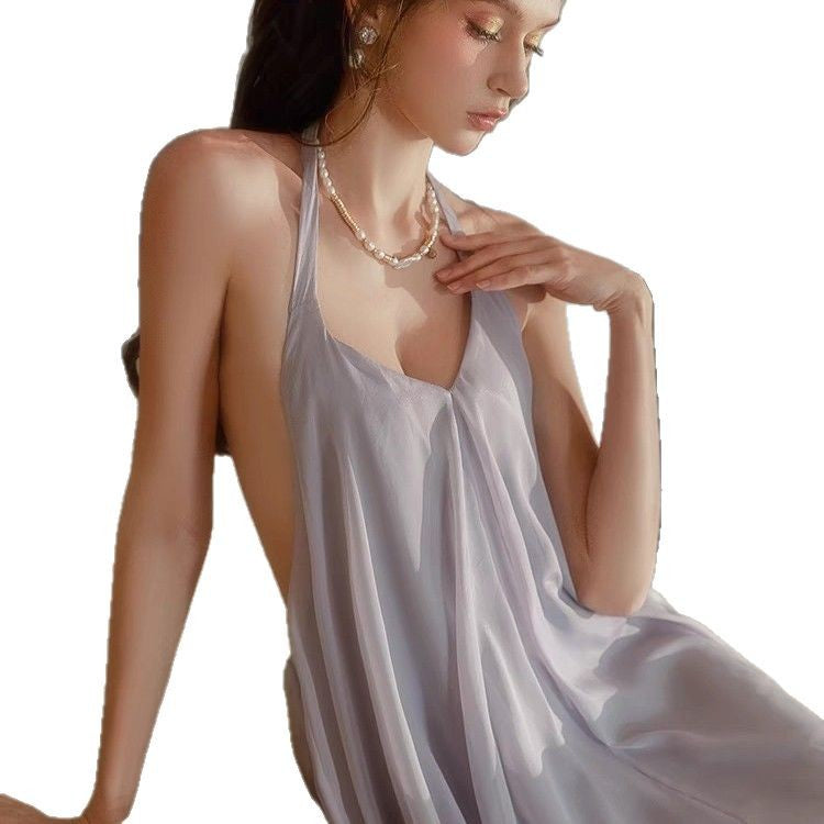 Sexy Purple Halter Babydoll Sleepwear | Backless A-Line Mini Nightdress for Women Sexy Purple Halter Babydoll Sleepwear | Backless A-Line Mini Nightdress for Women