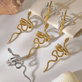 Stainless Steel Snake Ring – Minimalist Serpent Open Band, Adjustable Titanium Steel Statement Ring