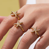 Starfish Crystal Necklace Bracelet Earring Ring