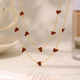 Stainless Steel Heart Pendant Necklace – 3D Weight Design, Colorful Enamel Choker for Women