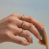 Delicate CZ Stainless Steel Ring – Luxury Minimalist Adjustable Finger Ring