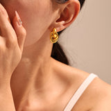 Minimalist Twisted Line Hoop Stud Earrings – 18K Gold PVD Stainless Steel, Modern Small Statement