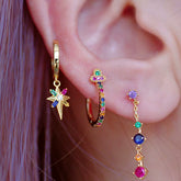 Rainbow Pavé Metal Ear Cuff Sterling Silver