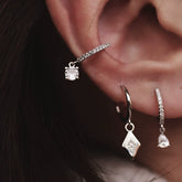 Teardrop CZ Vintage Hoop Sterling Silver