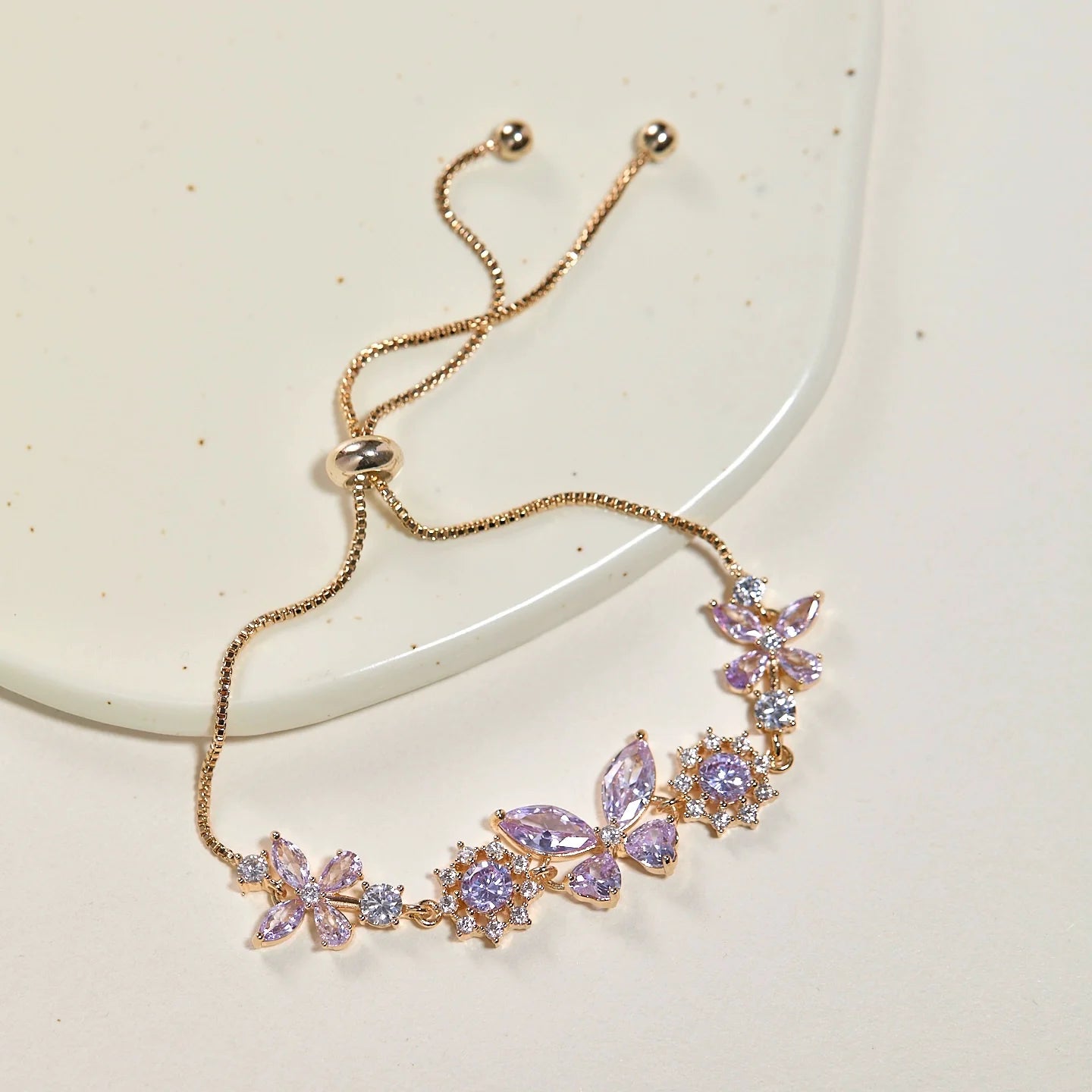 Midsummer Night’s Dream Purple Zircon Butterfly & Pearl Bracelet – Vintage-Inspired Sparkling Dreamy Design Midsummer Night’s Dream Purple Zircon Butterfly & Pearl Bracelet – Vintage-Inspired Sparkling Dreamy Design