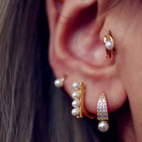 Pearl CZ Vintage Ear Cuff 925 Sterling Silver