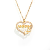 Double-Layer Heart & Letter Necklace – Natural Stone, Dopamine-Inspired Stainless Steel Choker