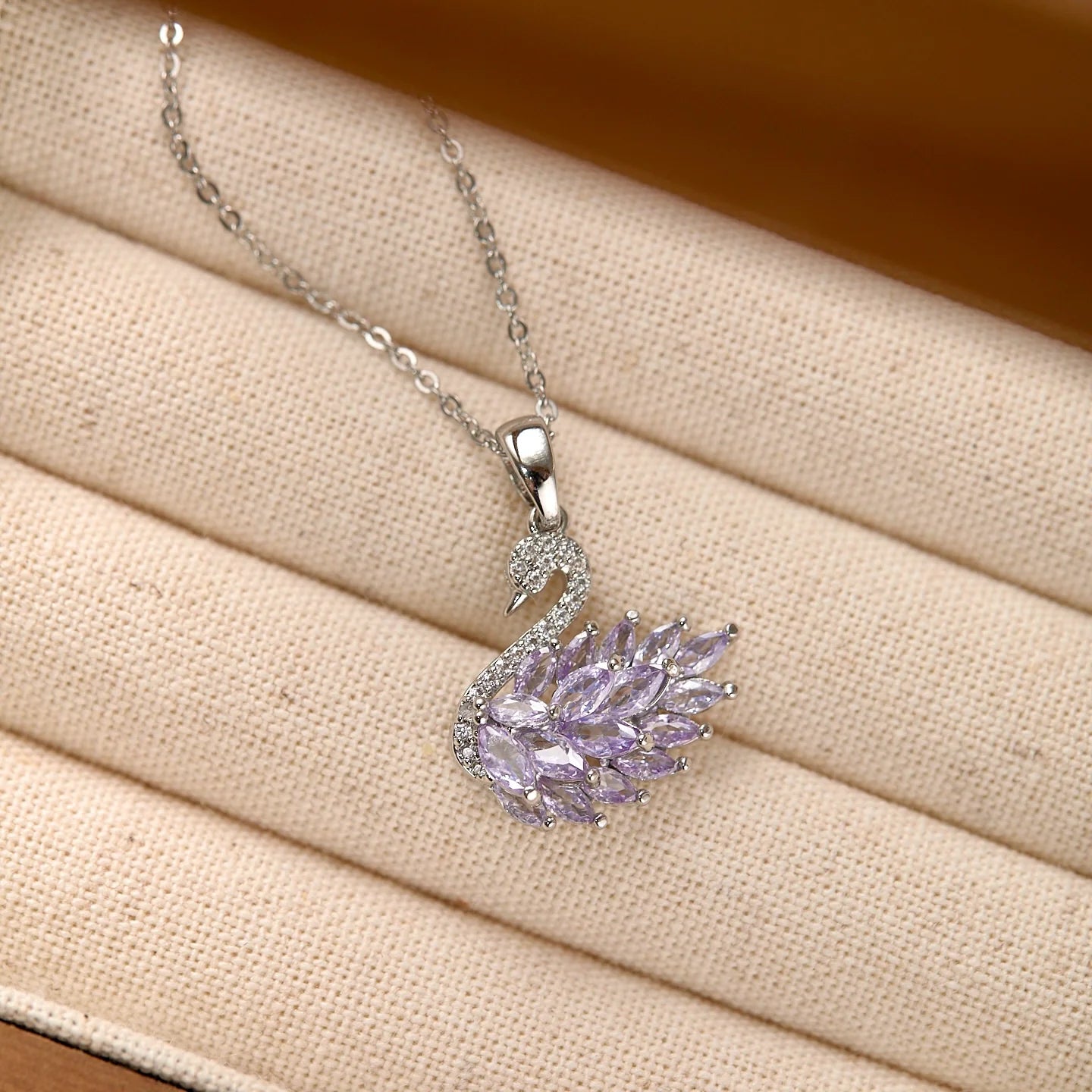 Midsummer Night’s Dream Collection – Vintage Swan Jewelry with Sparkling Purple Zircon (Stud Earrings, Ear Cuff, Necklace, Bracelet) Midsummer Night’s Dream Collection – Vintage Swan Jewelry with Sparkling Purple Zircon (Stud Earrings, Ear Cuff, Necklace, Bracelet)