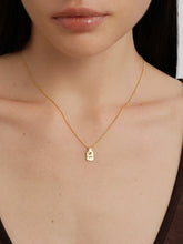 S925 Sterling Silver Matte Gold Mini Square Pendant Necklace