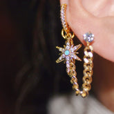 North Star Double Chain Stud Sterling Silver