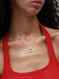 Square Box Heart Ruby Cubic Zirconia Necklace