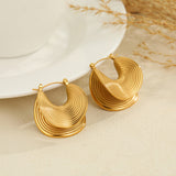 Striped Fan-Shaped Huggie Earrings