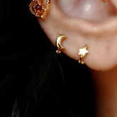 Star Moon Mini Hoop Sterling Silver