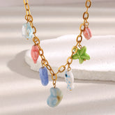 Colorful Ceramic Fish Necklace – 18K Gold Plated Stainless Steel, Handmade Ocean-Inspired Jewelry for Women